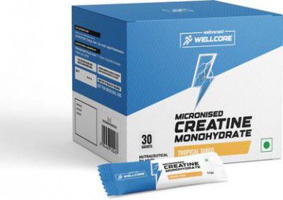 Wellcore Pure Micronised Creatine Monohydrate |Lab Tested, Enhanced Absorption|30 Sachets Creatine  (111 g, Tropical Tango)