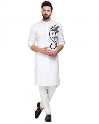 weltpocket Men's Cotton Blend Printed Straight Kurta only