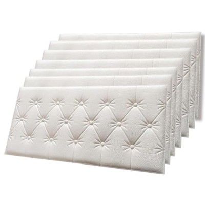 WENGONVILA 3D Self Adhesive Foam White Wallpaper Panels for Wall Living Room Bedroom Kitchen - Self Adhesive Soft Cushion Pe Foam 3D Wallpaper (35 X 70cm, Appx. 2.7Sq Feet) (4)