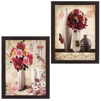 Wens Flower and Pot Décor Painting (MDF 28 cm x 35.5 cm Multicolour WSPC-7084)