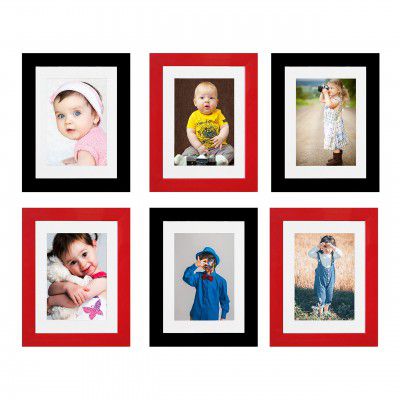 WENS Synthetic Wood Wall Mounted Frames - Displays Six 5x7 Inch Photos