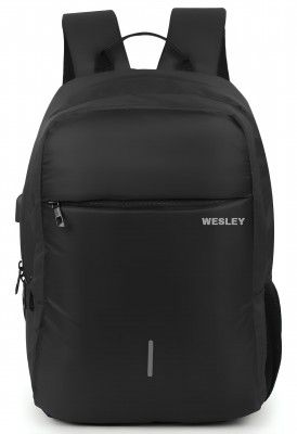 Wesley Zeus Usb charging Travel Laptop Backpack with 15.6 inch Laptop Compartment business/Office/School/college/Travel/Gifting Bag for men and women (Black)