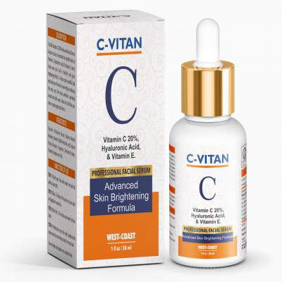 West Coast C-Vitan Vitamin C 20%, Hyaluronic Acid And E Facial Serum, 30 Ml