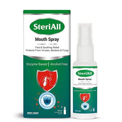 West Coast SteriAll Enzyme Based Mouth Spray for Fast & Soothing Relief Protects from Infections, Alcohol Free, 30 ml