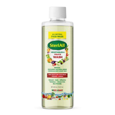 West Coast Steriall Natural Veggie Wash | Fruits and Vegetables Washing Cleanser Liquid Contains 100% Safe Ingredients – 450ml
