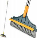 West Nation Bathroom Cleaning Brush - 2 in 1 Scrub with Soft Wiper Scraper for Floor, Home Accessories Tools, Power Scrubber, Long Handle Stiff Bristle Tiles Cleaner Brushes...