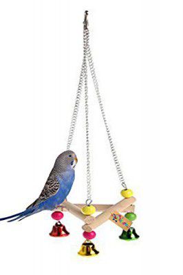 Western Era Playful Natural Gym Wood Bead Hanging Chain Swing Toy for Birds