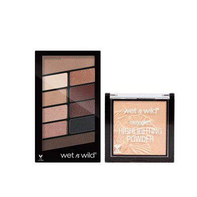 Wet N Wild Eyeshadow & Highlightling Powder Combo (Nude Awakening, Precious Petals), Multicolor, 2 Pieces