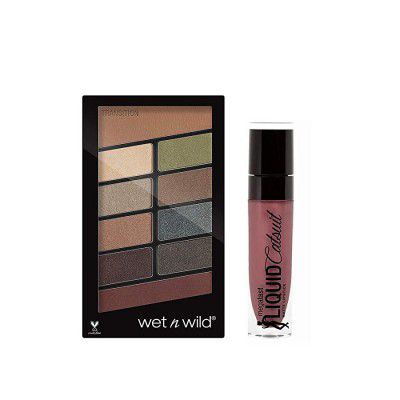 Wet N Wild Eyeshadow & Liquid Lipstick Combo (Comfort Zone, Rebel Rose), Multicolor, 2 Pieces