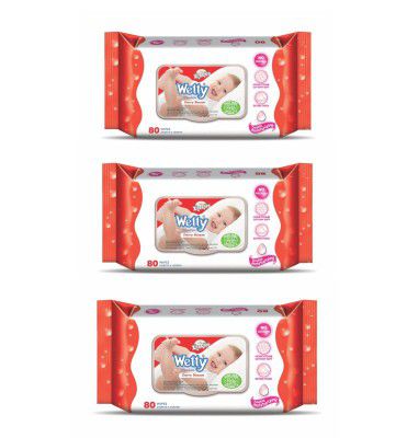 Wetty Premium Wet Wipes - Cherry Blossom (80 + 80 + 80 Count)