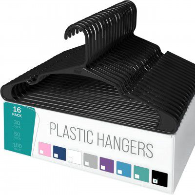 WEWEL® 16 Pcs Premium Clothes Hangers (16, Black)