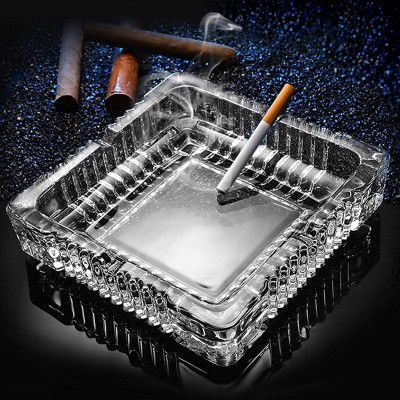 WEZOSHINET Glass Ashtrays for Cigarettes, Square Ash Tray for Home Office Patio Porch Deck Decoration, Cute Pretty Ash holders for Indoor or Outdoor Use
