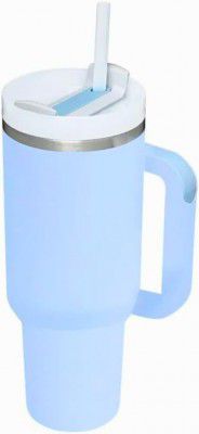 WEZOSHINET Tumbler 40oz with Handle and Straw Lid Insulated Reusable Stainless Steel Water Bottle Travel Mug Iced Coffee Cup Travel Mug for Hot and Cold Beverages 40 oz Tumbler with Handle (Sky Blue)