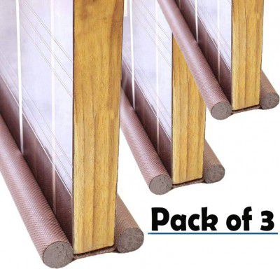 WHAAKART Pack of 3 PVC Door Guard Gap Filler for Door Bottom Seal Strip Sound Proof Pack of 3 PVC Door Guard Gap Filler for Door Bottom Seal Strip Sound Proof Floor Mounted Door Stopper (Brown)