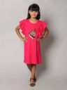 Whaou!  Girls Midi/Knee Length Casual Dress  (Pink, Short Sleeve)...