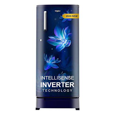 [Extra Rs.2000 Off ] Whirlpool 184 L 4 Star Inverter Direct-Cool Single Door Refrigerator (205 WDE ROY 4SInv SAPPHIRE FLOWER RAIN-Z, Blue, Base Stand with Drawer, 2023 Model), Free 1 Year Extended war