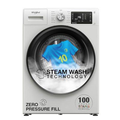 [Extra ₹5250 OFF] Whirlpool 8 Kg Inverter Front Load Washing Machine with In-Built Heater (XS8014BYW52E, Steam Technology, Crystal White, 2024 Model)