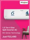 Whirlpool 1.5 Ton 4 Star Split Inverter Air Conditioner @ ₹ 33,490 in Flipkart Big Billion Days Sale ...