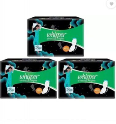 Whisper Bindazzz night Sanitary Pads for Women, XXXL 4+4+4 Sanitary Pad (Pack of 1) Sanitary Pad  (Pack of 12)
