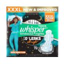 Whisper Bindazzz Nights 20 XXXL Sanitary Pads, Upto 0% Leaks All Night Long, For Super Heavy Flow, Nearly 75% Longer with Wider Back, Double hug wings keep pad in place...