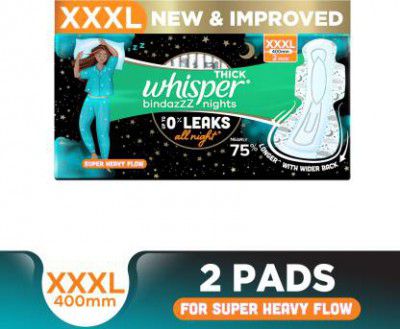Whisper Bindazzz Nights Sanitary Pad (Pack of 2)