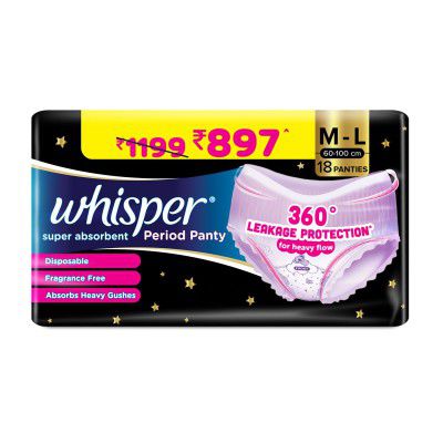Whisper Super Absorbent Period Panty, 18 M-L Pants