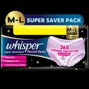 Whisper Super Absorbent Period Panty, M-L, 12 pcs...