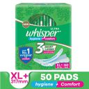 Whisper Ultra Clean Sanitary Pads - XL Plus, Locks Wetness & Odour, 50 pcs...
