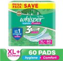 Whisper Ultra Clean XL+ Hygiene & Comfort Sanitary Pad  (Pack of 60)...