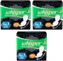 Whisper Ultra Night Sanitary Pads for Women, XXXL+ 4+4+4 Sanitary Pad (Pack of 3)...