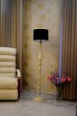 White Mango Wood Floor LAMP with Shade- Drum-Color-BLK...