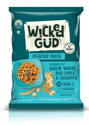 WickedGud 2X Fiber Rigatoni Pasta | No Maida | Durum Wheat Semolina | Brown Rice | Red Lentils | Healthy Diet Pasta - 400gm