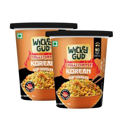 Wickedgud Chilli Cheese Korean Instant Cup Noodles, Pack of 2 * 74g