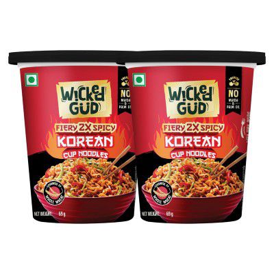 WickedGud Korean Cup Noodles Fiery 2X Spicy Pack of 2 | 69g
