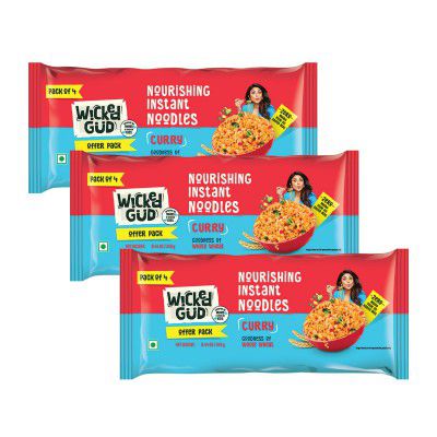Wickedgud Whole Wheat Curry Noodles 240g (Pack of 4) x 3