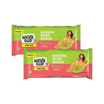 Wickedgud Whole Wheat Masala Noodles 240g (Pack of 4) x 2