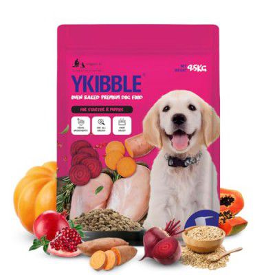 WIGGLES Ykibble Puppy Food Dry Small Dogs Starter, 9.5 Kg, 1-12 Months - Oven Baked Nutritionally Balanced Pet Food - Chicken, Vegetables, Vitamins & Minerals