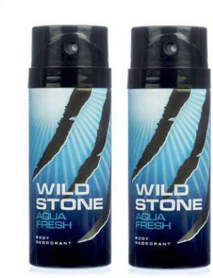 Wild Stone Aqua Fresh Deodorant Spray - For Men (300 ml, Pack of 2)