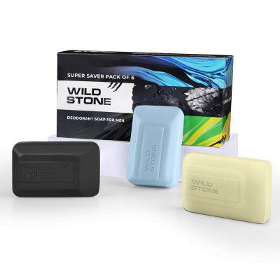 Wild Stone Citrus Burst, Icy Fresh & Charcoal Cleanse Soaps for Bath, (Pack of 6, 100gm each)
