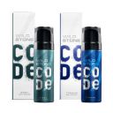 WILD STONE CODE Steel And Titanium Long Lasting No Gas Body Perfume For Men, Pack Of 2 (150Ml Each) - Spray...