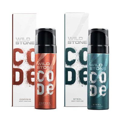 Wild Stone Code Steel & Copper No Gas Body Perfume Combo for Men,, Pack of 2 (120ml each)