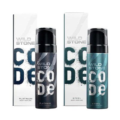 Wild Stone Code Steel & Platinum No Gas Body Perfume Combo for Men,, Pack of 2 (120 ml each)
