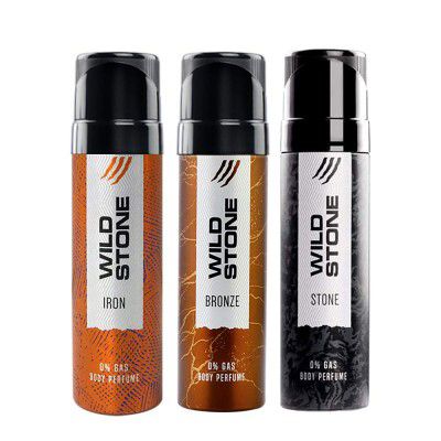 Wild Stone Iron, Bronze and Stone Perfume Body Spray Combo for Men , Pack of 3 (120 ml each)