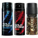 Wild stone Red, Wild stone Thunder and AXE Chocolate deodorant - 150 ml each (Combo of 3)...