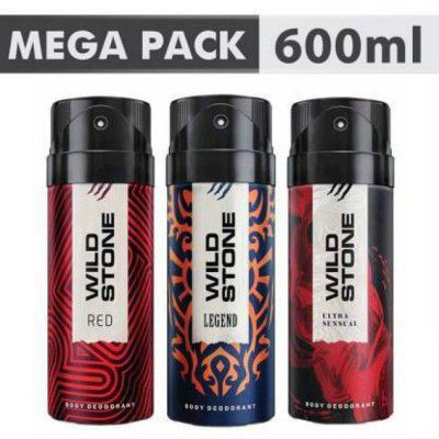 Wild Stone Ultra Sensual , Red & legend (200 ml Each) Deodorant Spray - For Men  (600 ml, Pack of 3)