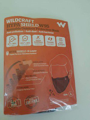 Wildcraft Hypashield Fabric Reuseable Mask (Black, Without Valve, Pack of 5)
