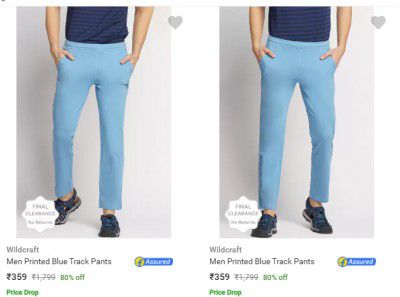 Wildcraft Men's Track Pants at min 80% off