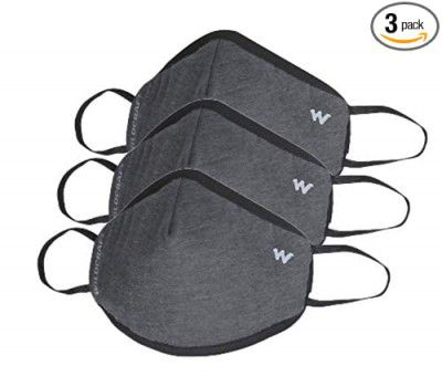 Wildcraft Reuseable Fabric Respirator Mask (Grey, Without Valve, Pack of 3) for Unisex