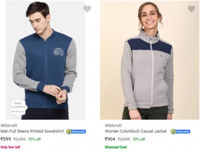 Wildcraft Sweatshirt Mens & Womens Upto 75% OFF