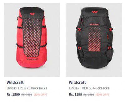 Wildcraft Unisex Rucksacks Bag up to 80% Off